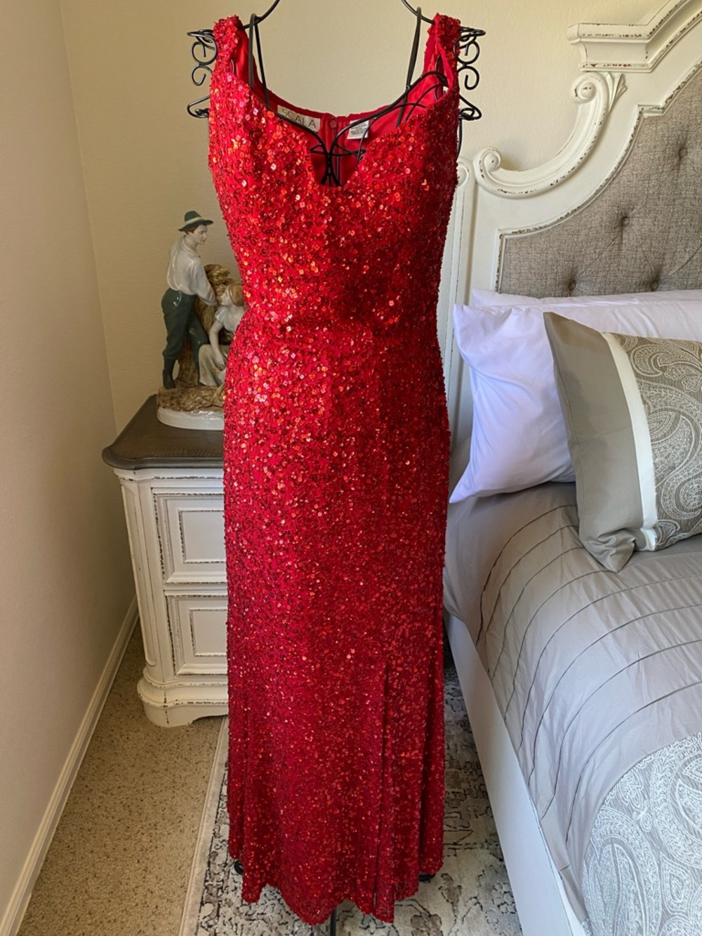 Scala Sequin Vibrant Red Evening Gown